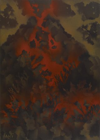 Corrado Cagli SENZA TITOLO tecnica mista su tela, cm 70x50 firma sul retro:...