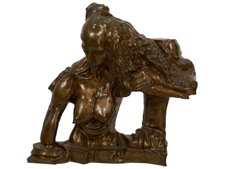 Augusto Perez BUSTO FEMMINILE bronzo, cm 65x72x25; es. 2/5 firma e numero...