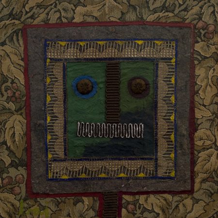 Enrico Baj IL GIOCATORE olio e collage di passamaneria, feltro su tessuto...