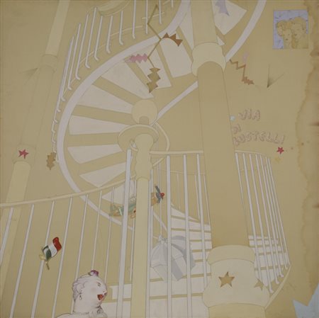 Luca Alinari VIA DI BUSTELLI acrilico e tecnica mista su tela, cm 100x100...