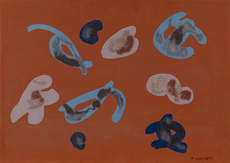 Giulio Turcato FORME acrilico, smalto e tecnica mista su tela, cm 50x70 firma...