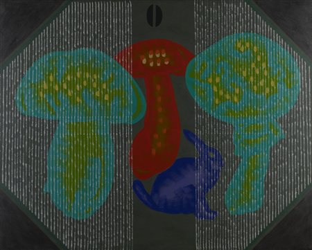 Concetto Pozzati RI-NATURA IN TELEVISIONE smalto e acrilico su tela, cm...