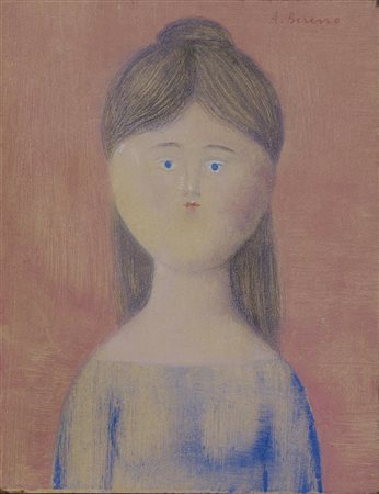 Antonio Bueno RITRATTO FEMMINILE tecnica mista su carta applicata su faesite,...