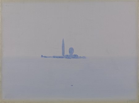 Virgilio Guidi ISOLA DI SAN GIORGIO olio su tela, cm 25x38 firma sul retro:...