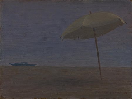 Walter Lazzaro FINE SETTEMBRE olio su faesite, cm 18x24 firma e data sul...