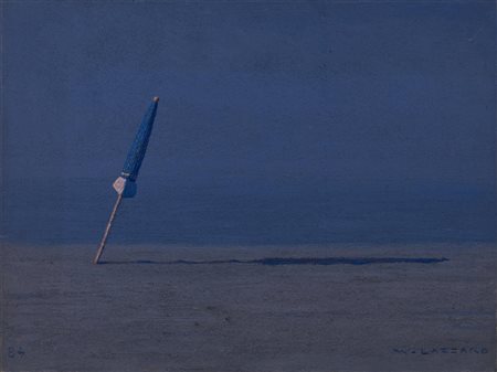 Walter Lazzaro OMBRELLONE olio su cartone telato, cm 30x40 firma e data...