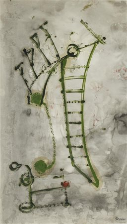 Ezio Gribaudo COMPOSIZIONE tempera su carta, cm 48x30 firma Provenienza:...