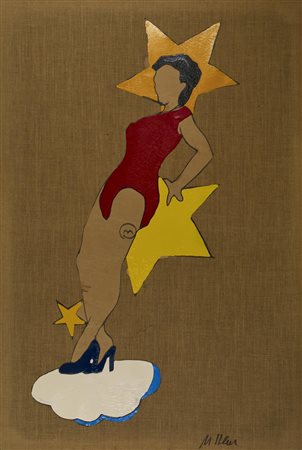 Marco Lodola PIN UP acrilico su tela, cm 150x100 firma sul retro: firma e...