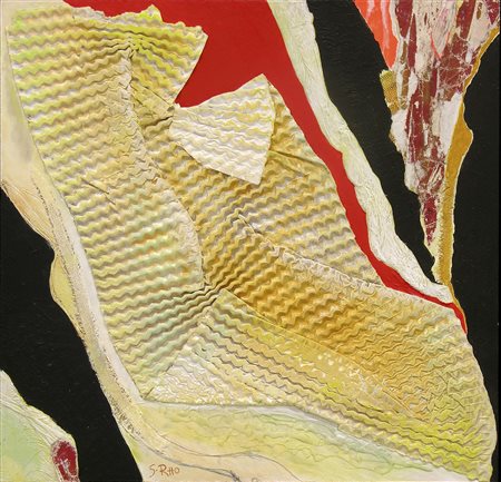 Sebastian Rho PAGE FOLDS N. 13 tecnica mista e collage su tavola, cm 33x34...