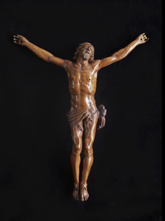 MANIFATTURA ITALIANA DEL XVIII SECOLO  Cristo in legno scolpito.
