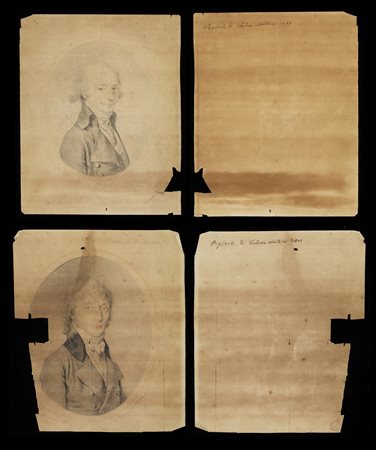 TEODORO MATTEINI Coppia di disegni raffiguranti ritratti di nobiluomo. .