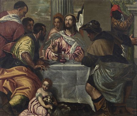 ARTISTA DEL XVI-XVII SECOLO  Da Veronese. Cena in Emmaus. .
