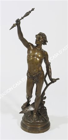 Eduard Drouot 1859-1945 "Pax labor" h. cm. 80 - scultura in bronzo a matina...