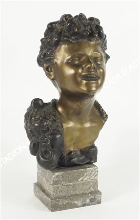 Giovanni De Martino 1870-1935 "Busto di ragazzino" h. tot cm. 46 - scultura...