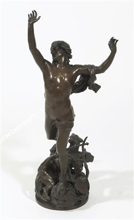 Raoul Verlet 1857-1923 "Il dolore di Orfeo" h. cm. 63 - scultura in bronzo a...