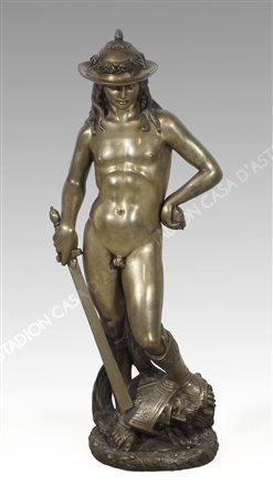 Artista del '900 "David di Donatello" h. cm. 99 - scultura in bronzo dorato