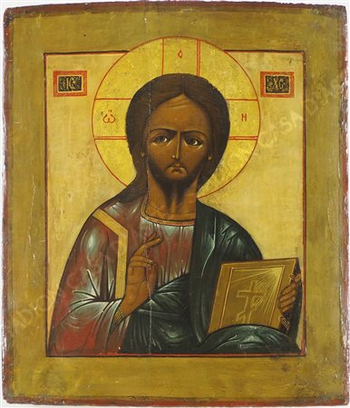 Scuola russa del XVIII secolo Icona dipinta su tavola raffigurante Cristo...
