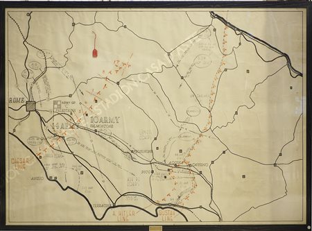 Pianta della battaglia di Montecassino. cm. 126x188. Prov.: asta Stadion,...