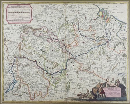 "Le Rhin" cm. 52x65 - carta geografica a colori