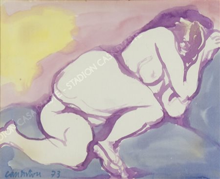 Domenico Cantatore 1906-1998 "Nudo di donna" cm. 32x40 - gouache su carta...
