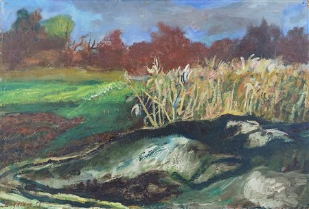 Giuseppe Zigaina Cervignano 1924-2015 "Paesaggio" cm. 36x53 - olio su...