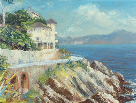 Giuseppe Arigliano 1917-1999 "Veduta di Nervi" cm. 30x40 - olio su tavoletta...