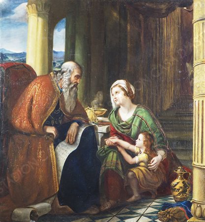 Maestro del XIX secolo "Scena storica" cm. 92x84 - olio su tela foderata