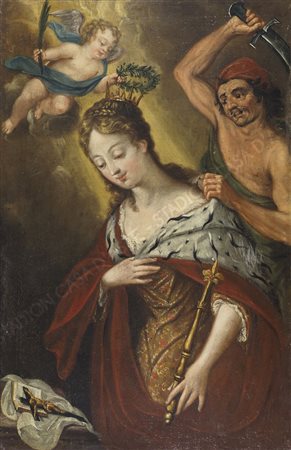 Maestro lombardo del XVII secolo "Martirio di Santa" cm. 114x73 - olio su...