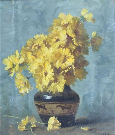 Francesco Bosso 1864-1933 "Mazzo di fiori" cm. 28x24 - olio su cartone...