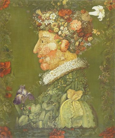 Pittore del '900 Lotto di 2 oli su tela di cm. 77x64 raffiguranti Arcimboldo.