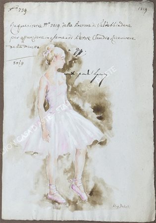 Maestro del XIX secolo "La ballerina" cm. 33x23 - acquerello e gouache su...