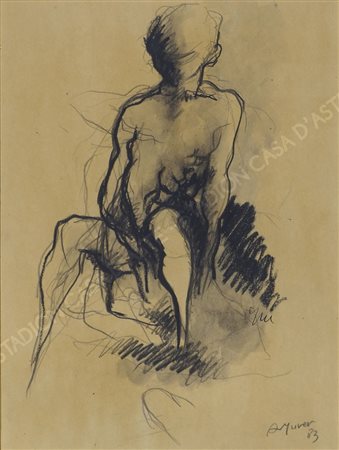 Augusto Murer 1922-1985 "Studio per bellezza" cm. 40x30 - carboncino su carta...