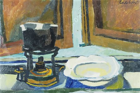 Carlo Ciussi 1930-2012 "Natura morta con ciotola" cm. 38x58 - olio su tela...