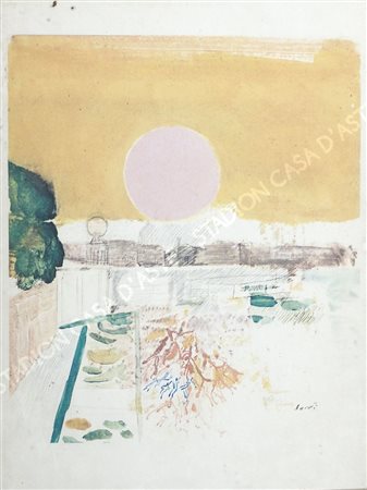 Bruno Saetti 1902-1984 "Veduta di città" cm. 32x24 - tecnica mista su carta...