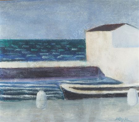 Rudolf Saksida 1913-1984 "Senza titolo" cm. 50x58 - olio e tecnica mista su...