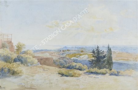 Anna Lynker 1834-1893 Lotto di 7 acquerelli raffiguranti paesaggi, misure...