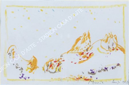 Anton Zoran Music Gorizia 1909-2005 "Paesaggio" cm. 10x16 - matite colorate...