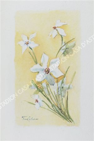 Pittore del '900 "Mazzo di narcisi" cm. 28x16 - acquerello su carta
