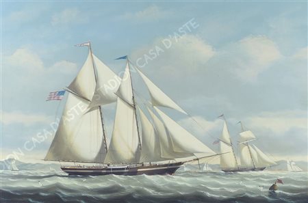 Salvatore Colacicco 1935 "Velieri inglesi" cm. 51x76 - olio su tavola Firmato...