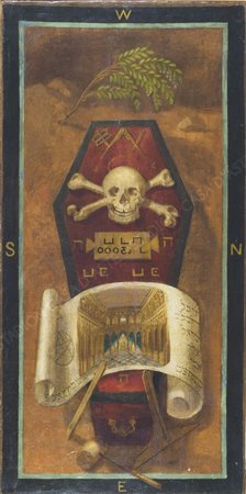 Pittore fine XIX secolo "Cabala massonica" cm. 102x50 - olio su tela