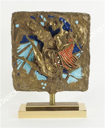 Luciano Minguzzi 1911-2004 "La fortuna" h. cm. 37 - scultura in bronzo dorato...