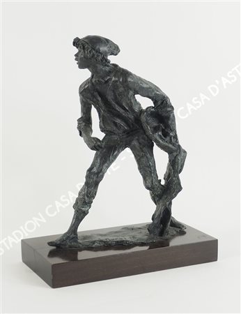 Augusto Murer 1922-1985 "Giovane ragazzo" h. tot cm. 40 - scultura in bronzo...