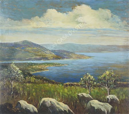 Luigi Cobelli "Il vallone di Cherso" cm. 40x50 - olio su faesite Firmato b. a...