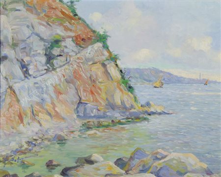 Attilio Fonda 1880-? "Punta Ronco, Strugnano" cm. 40x50 - olio su faesite...