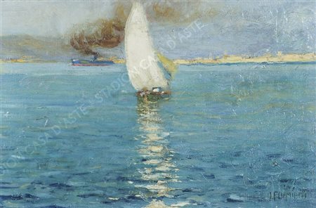 Ugo Flumiani Trieste 1876-1938 "Marinetta" cm. 20x30 - olio su tela Firmato...
