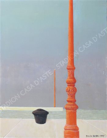 Folco Iacobi 1916-? "I due moli" cm. 45x35 - olio su tela Firmato b. a d. e...