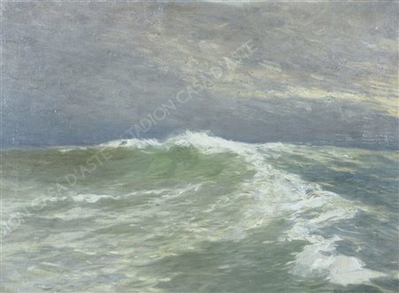 Giuseppe Garzolini Trieste 1850-1938 "Mareggiata" cm. 40x55 - olio su tela...