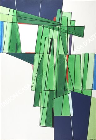 Nino Perizi Trieste 1917-1994 "Composizione verde" cm. 100x70 - olio su tela...