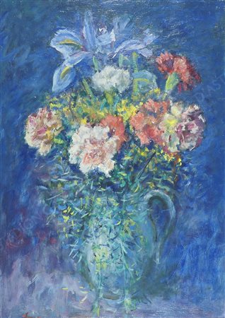 Mario Lannes Trieste 1900-1983 "Fiori nel vaso" cm. 70x50 - olio su...