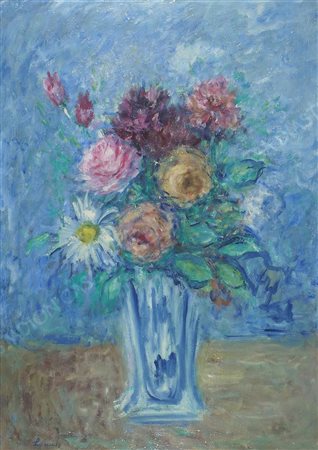 Mario Lannes Trieste 1900-1983 "Mazzo di fiori" cm. 70x50 - olio su...